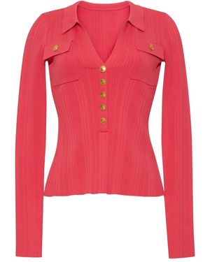 Cara Cara Belleport Geribbelde Top Met Knopen - Rood