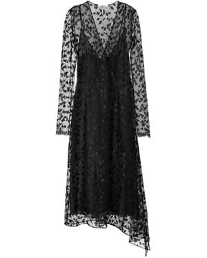 Fendi Geometric-Lace Asymmetric Midi Dress - Black