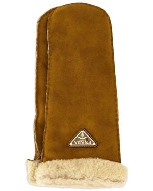 Prada Suede Mitten Gloves - Natural