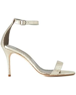 Manolo Blahnik Chaos Snakeskin Almond-Toe Sandals - White