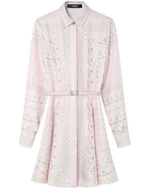 Versace Silk Dress With Barocco Chain Pattern - Pink