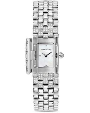 Ferragamo Diamond Mother-of-Pearl Stainless Steel Bracelet Watch - White