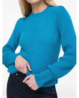 Morgan Mine Ribgebreide Trui Met Pofmouwen - Blauw