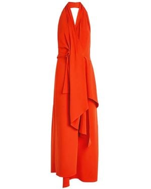 Heirlome Vestido Midi Barbara Con Cuello Halter - Rojo