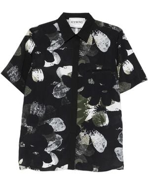 Iceberg Floral Pocket Shirt - Black