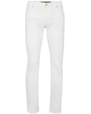 Billionaire Jean À Détails Brodés Et Effet Usé - White