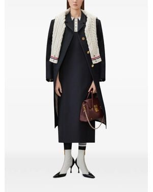 Thom Browne Wool Unconstructed Bell-Sleeve Overcoat - Blue