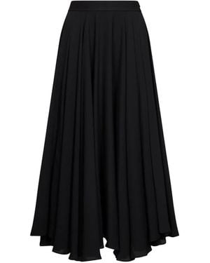 Blanca Vita Pleated Asymmetric Midi Skirt - Black