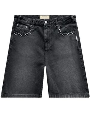 RETERNITY Studded Denim Shorts - Black