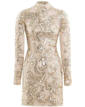Saiid Kobeisy Sequin-Embelllishment Mini Dress - Natural