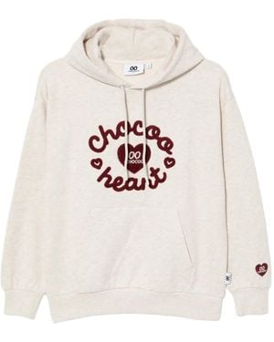 Chocoolate Felpa Con Cappuccio E Logo - Bianco