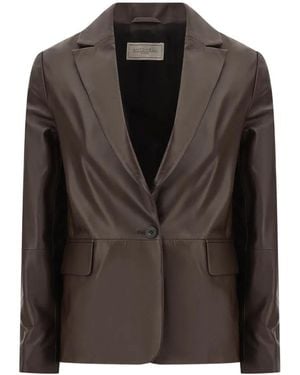 Antonelli Notched-Lapels Leather Jacket - Brown