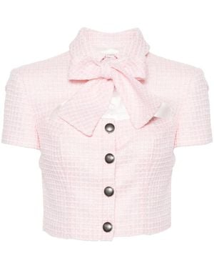 Alessandra Rich Veste Crop En Tweed À Sequins - Rose