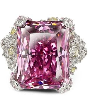 Anabela Chan Bague Cinderella Ornement Floral Et Saphir - Rose