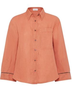 Brunello Cucinelli Pinpoint Hemd - Orange