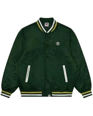 Aape By A Bathing Ape Moonface Logo Baseball Jacket - Green