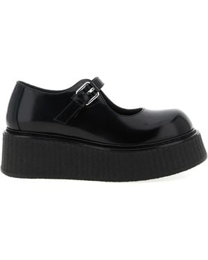Moschino Olivia Buckle-Strap Platform Ballet Flats - Black