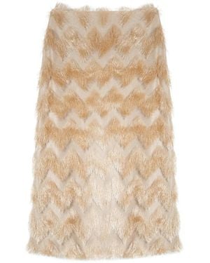 Isolda Fringed-Chevron Midi Skirt - Natural