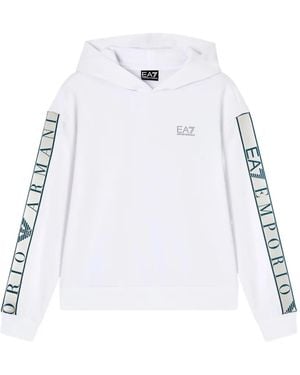 EA7 Hoodie À Bande Logo - White