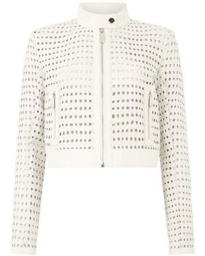 Philipp Plein Weaved Leather Jacket - White