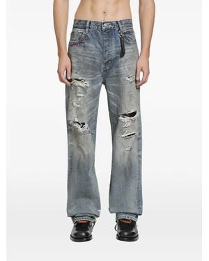 DAGGER Garage Distressed Wide-Leg Jeans - Blue