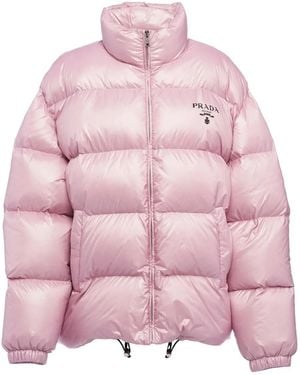 Prada Re-Nylon Hooded Down Jacket - Pink