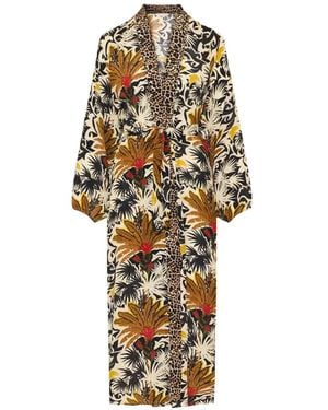 Anjuna Chiara Mixed-Print Tied-Waist Kimono - White