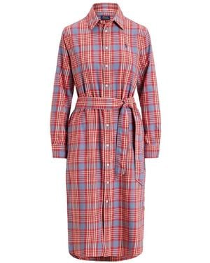 Polo Ralph Lauren Belted Midi Shirt Dress - Pink