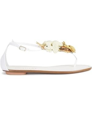 Aquazzura Raffia Sea-Creature Sandals - White