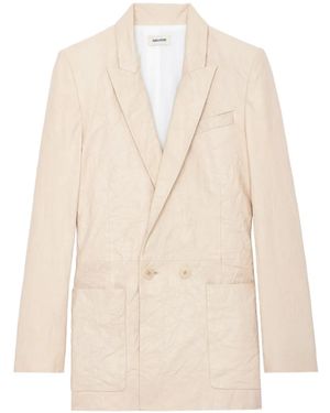 Zadig & Voltaire Peak-Lapel Leather Blazer - Natural