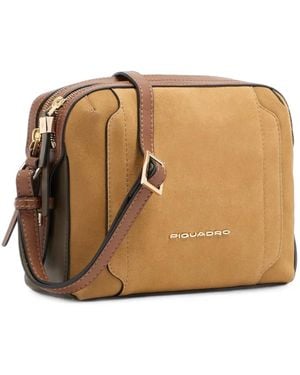 Piquadro Logo-Plaque Cross Body Bag - Natural