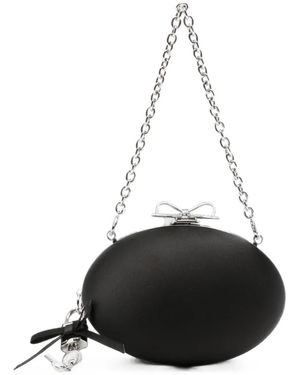 Self-Portrait Bow-Clasp Chain-Strap Clutch Bag - Black