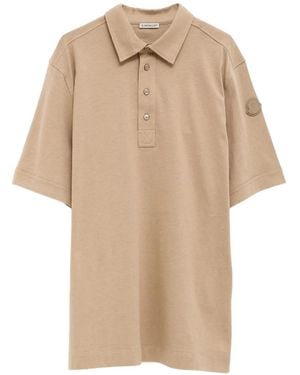 Moncler Logo-Patch Button Polo Shirt - Natural
