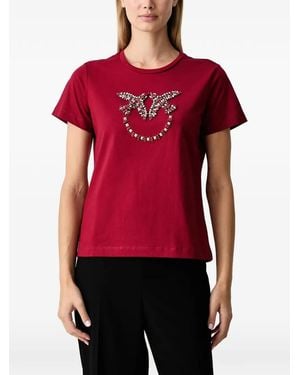Pinko Love Birds Crystal-Embellished T-Shirt - Red