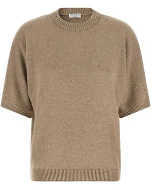 Brunello Cucinelli Sequin-Embellished Diamante Sweater - Natural