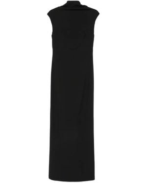 Brunello Cucinelli Monili-Trim V-Back Gown - Black
