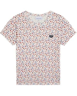 Maison Labiche Floral-Print Lettuce-Hem T-Shirt - White