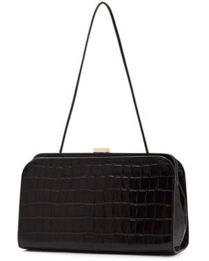 Loeffler Randall Bolso De Mano Zella Con Efecto De Piel De Cocodrilo - Negro