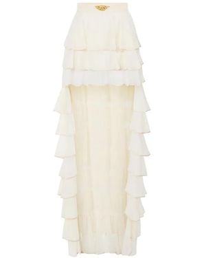 Elisabetta Franchi Falda De Georgette Con Volantes - Blanco