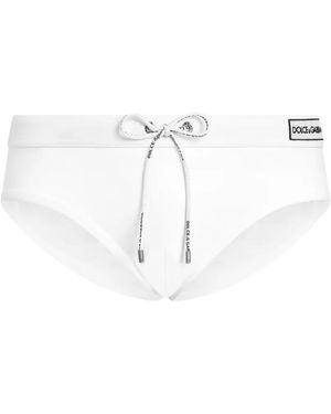 Dolce & Gabbana Logo-Embroidered Swim Briefs - White