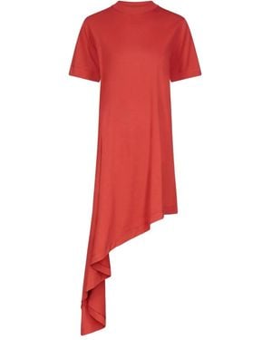 Loulou de Saison Asymmetrisches Igari Faltenkleid - Rot