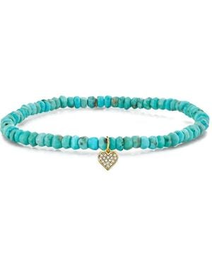 Sydney Evan 14K Baby Heart And Diamond Bracelet - Blue