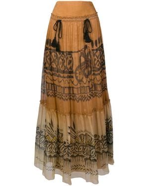 Alberta Ferretti Long Patterned Skirt - Brown