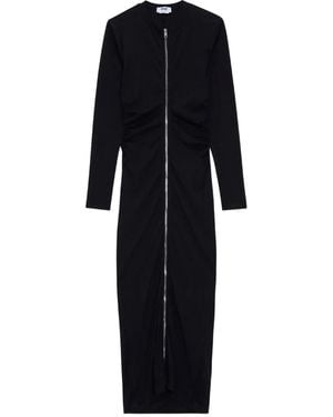 MSGM Zip-Front Gathered Maxi Dress - Black