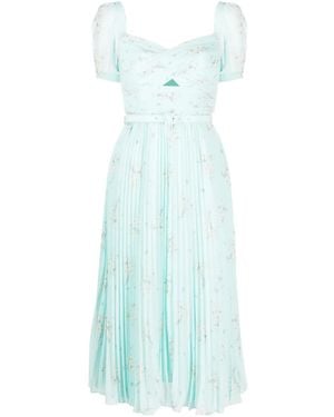 Self-Portrait Floral-Print Chiffon Midi Dress - Blue