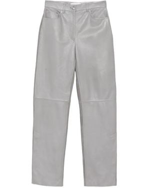 Sportmax Panelled Leather Trousers - Grey