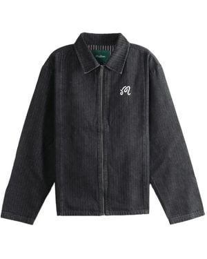 Malbon Golf Foreman Stone-Washed Pinstripe Denim Jacket - Black