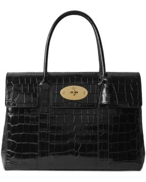 Mulberry Bayswatter Crocodile-Embossed Tote Bag - Black