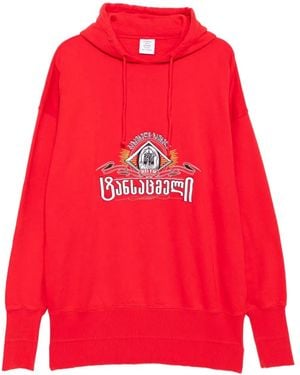 Vetements Felpa Con Cappuccio E Ricamo - Rosso
