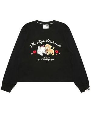 Aape By A Bathing Ape Aapeunvs Graphic-Print Long-Sleeve T-Shirt - Black